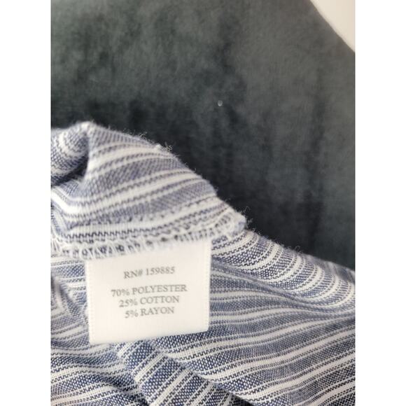 Bobi Los Angeles Revolve Women's Button Front Yoke Shirt Navy Striped Size XS - Picture 9 of 10